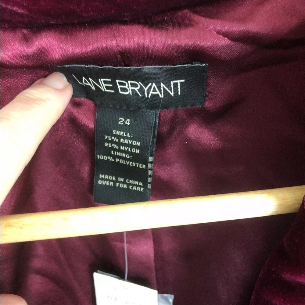 Lane Bryant Crushed Velvet blazer burgundy H - Picture 8 of 8